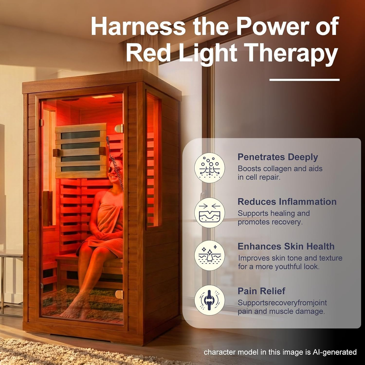 Canadian Hemlock Infrared Sauna with Red Light Therapy