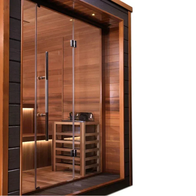 Golden Designs Bergen Outdoor-Indoor Traditional Sauna – Canadian Red Cedar Interior | GDI-8206-01 / Bergen | 6 Person