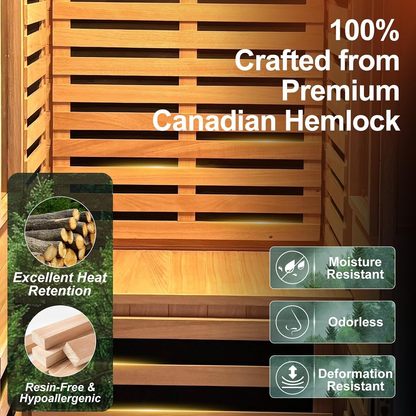 Canadian Hemlock Infrared Sauna with Red Light Therapy