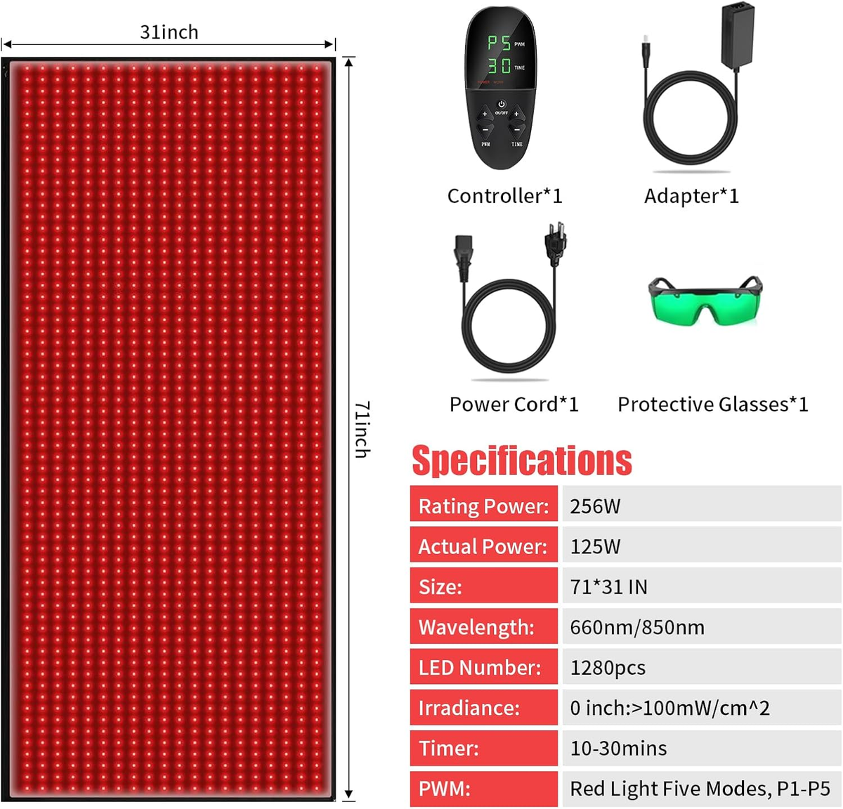 Full-Body Red Light Therapy Mat – 1280 LEDs