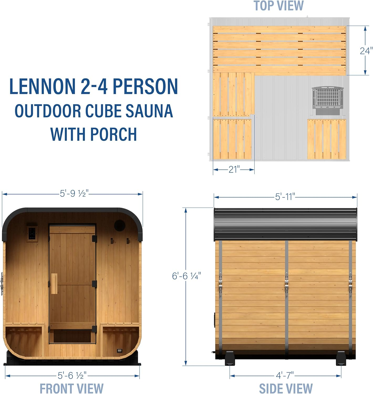 Lennon 2–4 Person Cedar Outdoor Cube Sauna