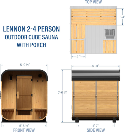 Lennon 2–4 Person Cedar Outdoor Cube Sauna