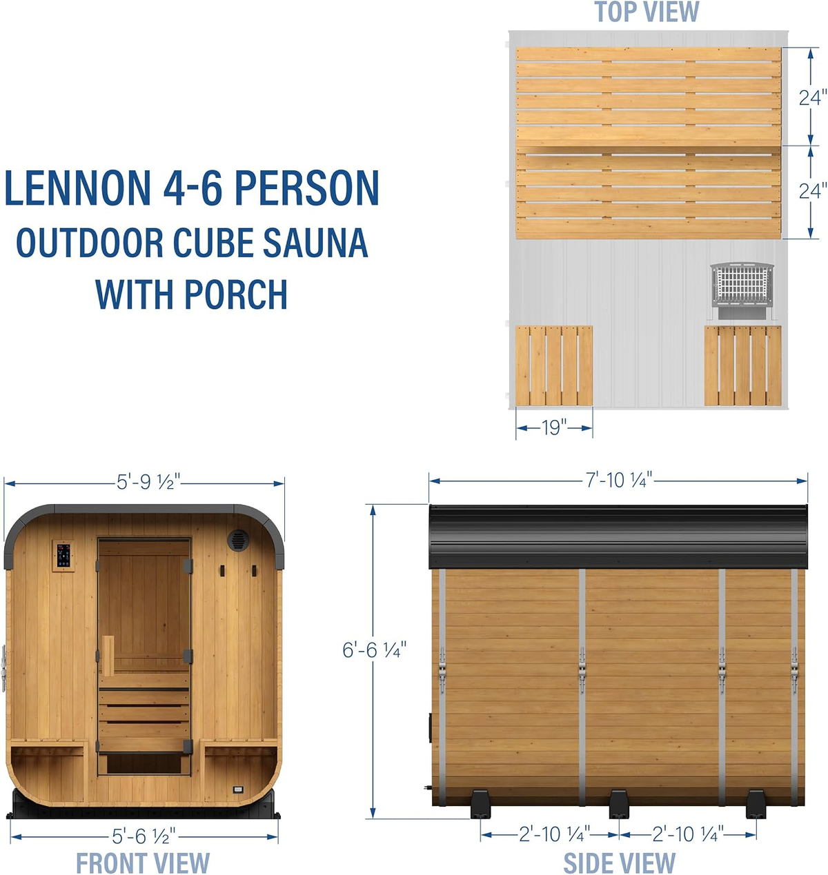 Lennon 4–6 Person Cedar Outdoor Cube Sauna